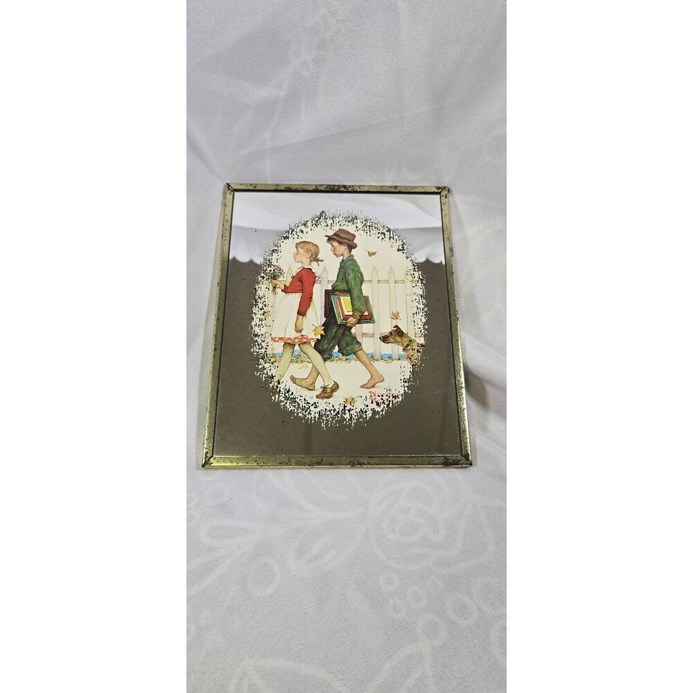 Vintage Norman Rockwell "Young Love: Walking to School" Mirrored Art Print